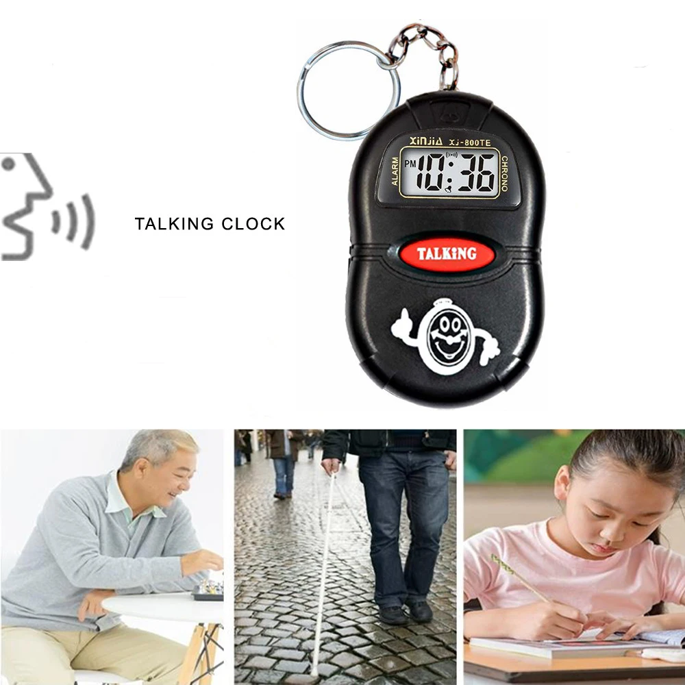 A Talking Clock that Speaking the Time. Digital Alarm Clock for the Blind, Elders or Children. Time Reporting and Hourly Chime