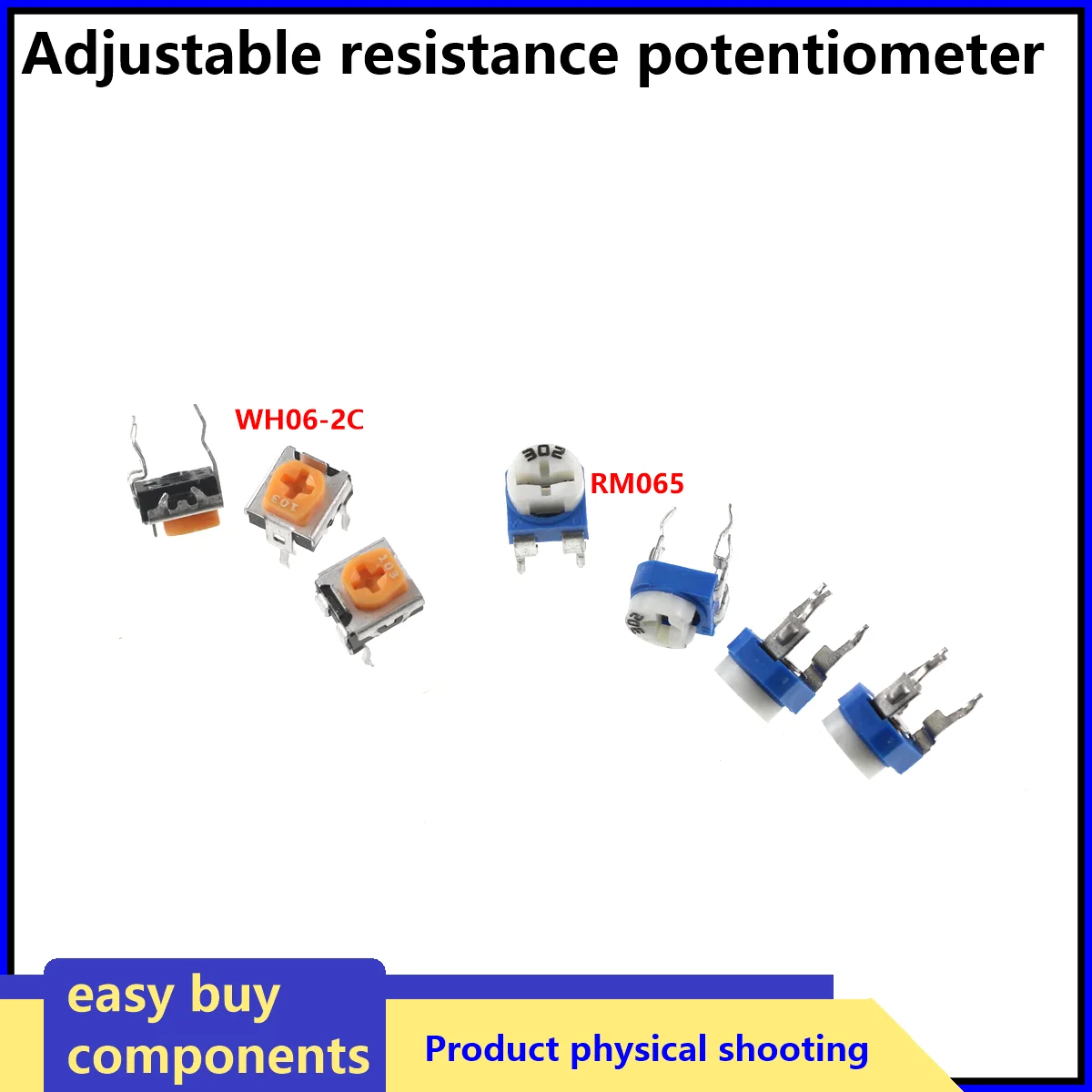 20pcs RM065 RM-065 Series 100 200 500 1K 2K 5K 10K 20K 50K 100K 200K 500K 1M Ohm Trimpot Trimmer Potentiometer Variable Resistor
