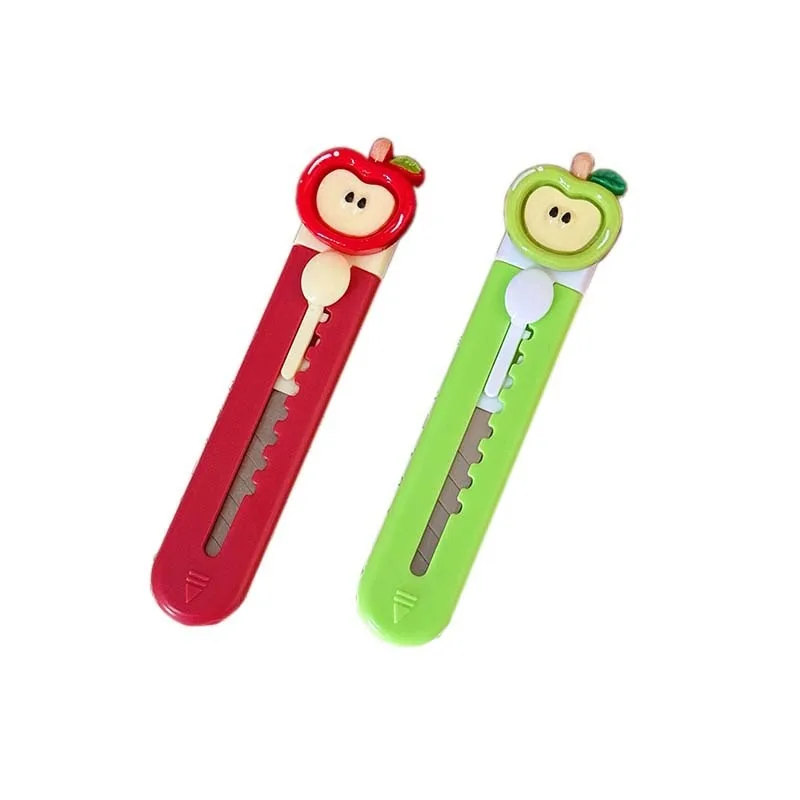 Kawaii أبل شكل الحرفية سكين لطيف الكرتون فائدة القاطع لفتح الحزمة سكرابوكينغ آمنة قابل للسحب سكّين متعدّد الاستخدامات #5
