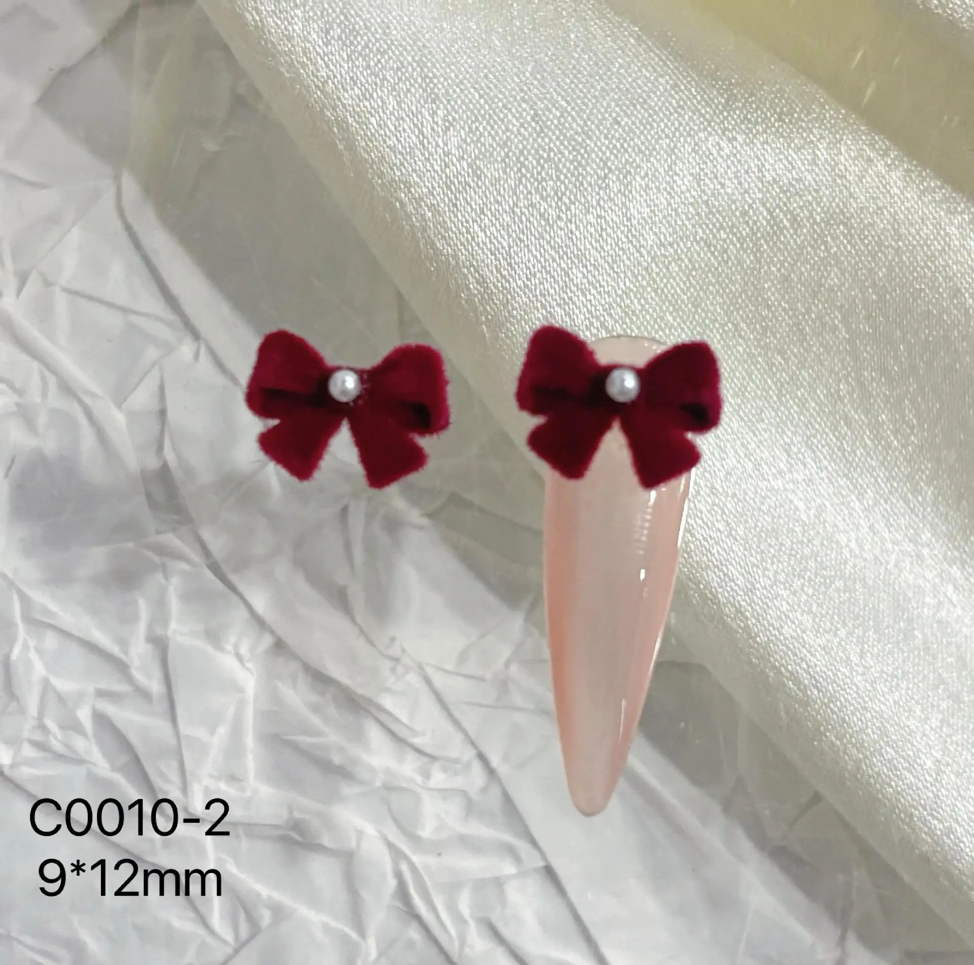 Kaniu – breloques pour ongles en velours, 10 pièces, strass en alliage noir, rouge, blanc, crème, pour décoration Nail Art, bricolage, Salon de manucure