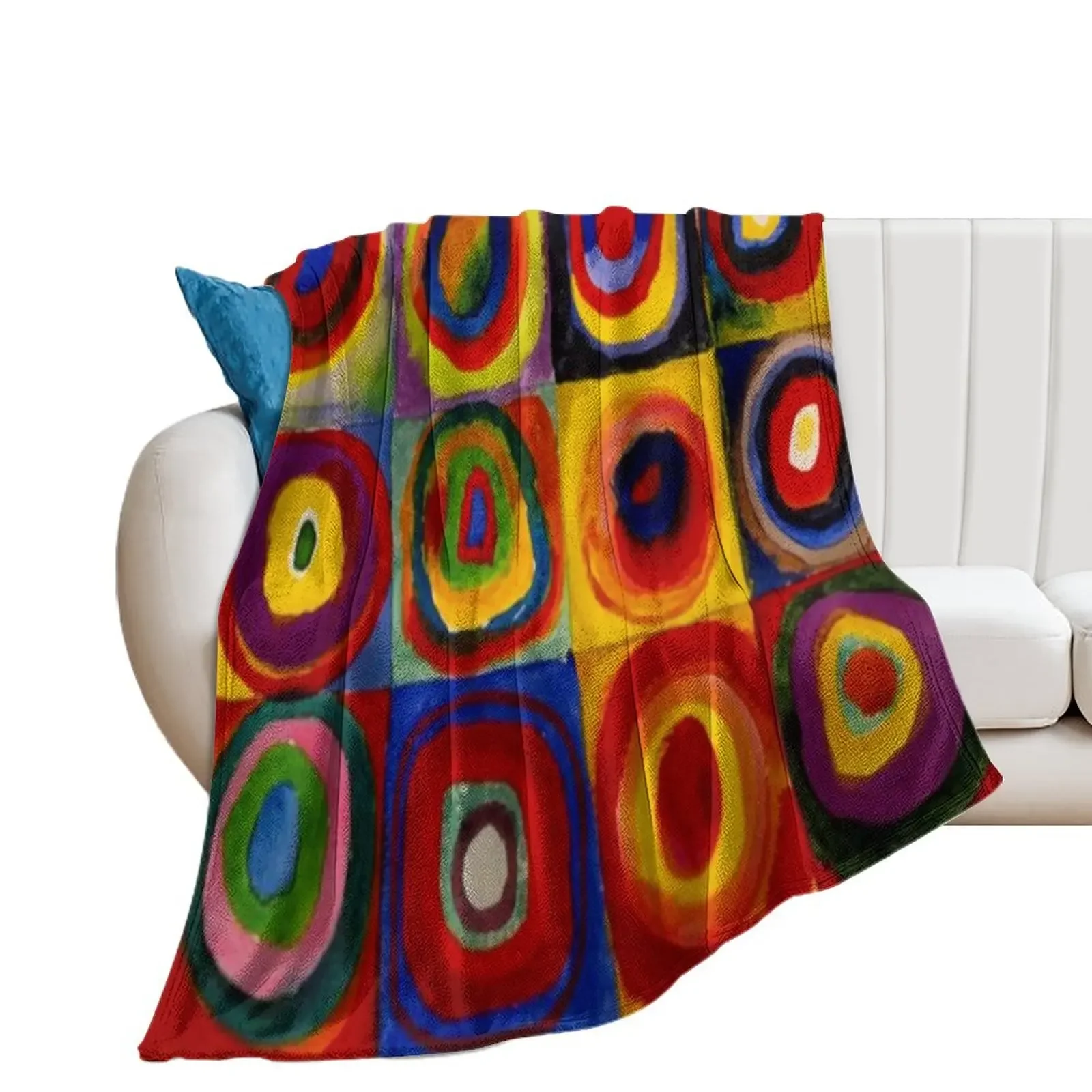 

Kandinsky - Squares with Concentric Circles | Kandinsky Color Study Throw Blanket Blankets For Baby bed plaid Thermal Blankets