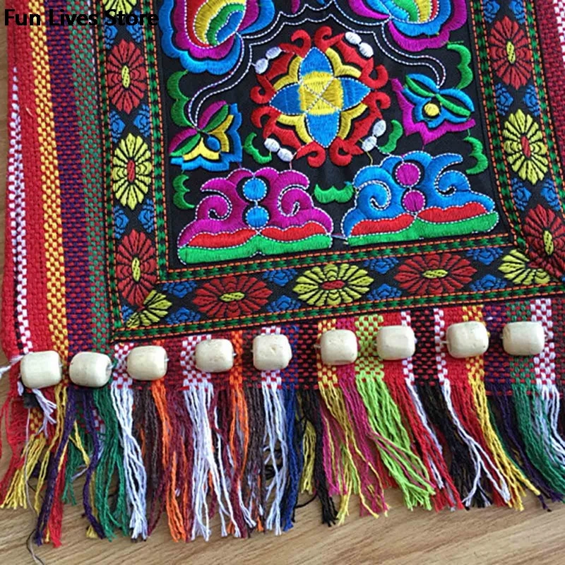 Vintage Tribal Fashion Crossbody torba etniczna Thai Indian Boho torby na ramię kobiety haft gobelin torebka letnia torebka plażowa