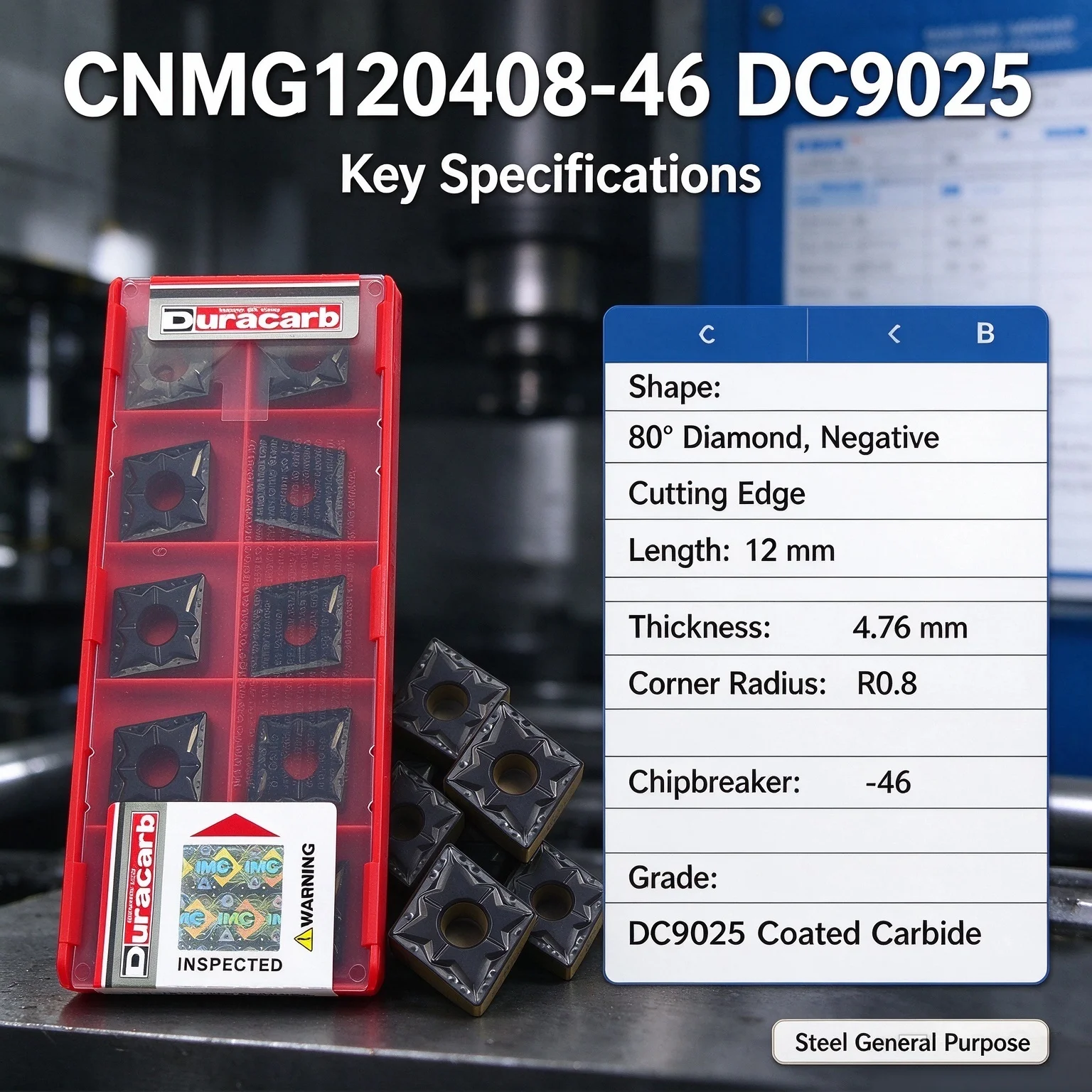 Duracarb CNMG120408 CNMG120412 DC9025 DC9015 Carbide Insert CNMG Inserts
