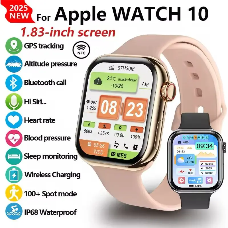 2026 Series 10 Watch 10 GPS Smart Watch Memory Music Video Bluetooth Call Heart Rate Waterproof NFC Smartwatch For Apple Android