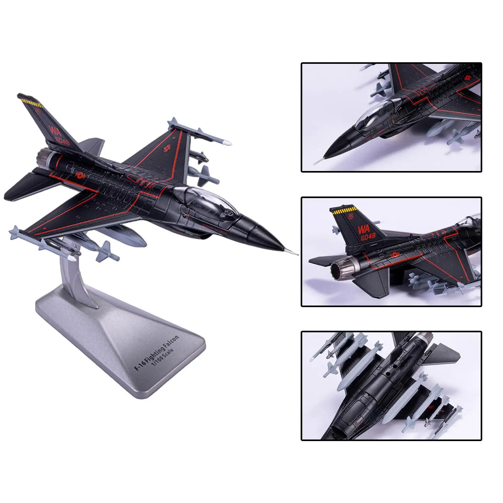 1:100 F16 Fighter Jet Model for Display, Aircraft Collectible for Home or Office