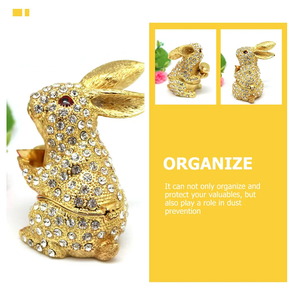 Rabbit Jewelry Earrings Container Metal Trinket Case Decorative Alloy Storage ganizer Valentine Gift Rabbit Ring Box Jewelry