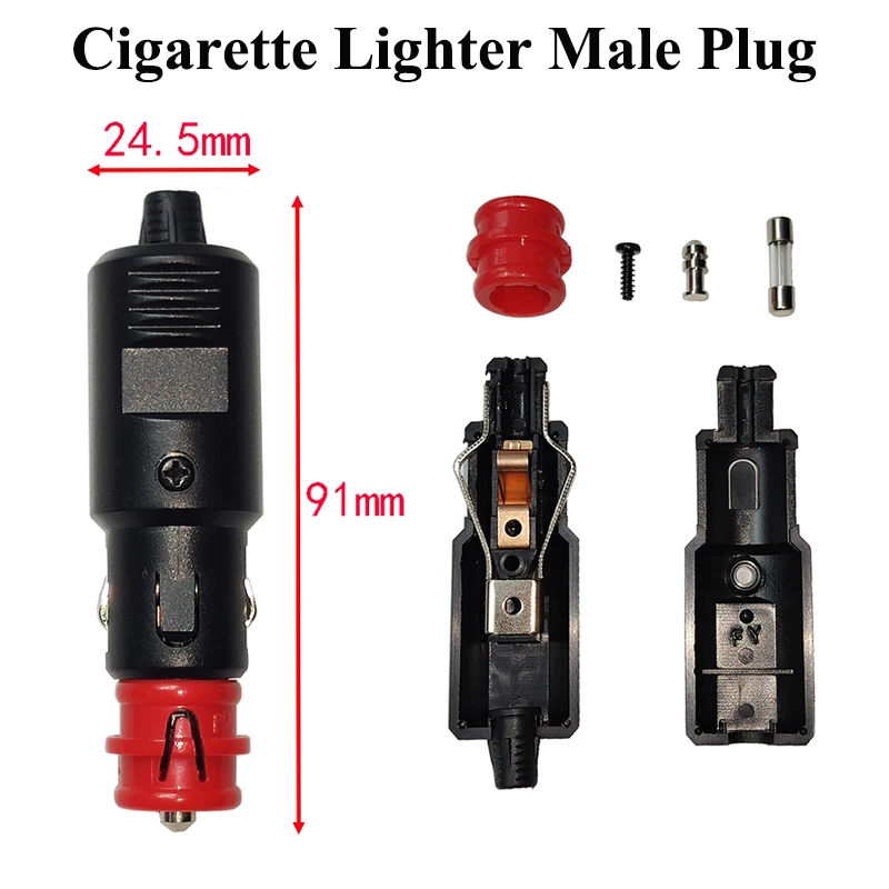 Car Cigar Lighte Power Plug Replacement 12/24V DC Adapter Charger With LED Lights for Automotive Truck RV Boat 2PCS 3A-20A