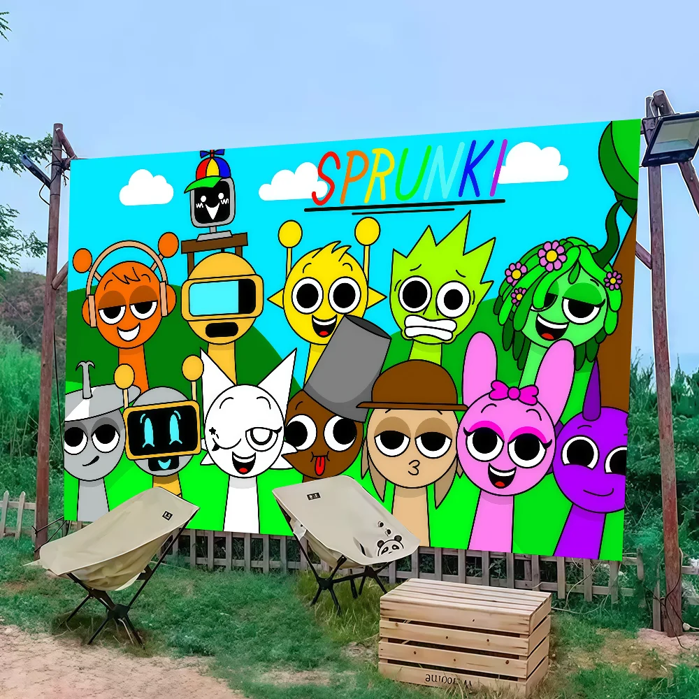 

Game Incredibox S-Sprunki Funny Flag Decoration Outdoor Picnic Party Home Camping Party Art Hanging Banner