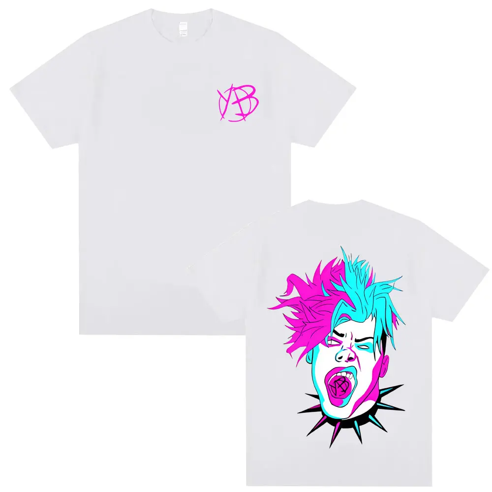Singer Yungblud Face Graphic T-shirt Male Double Sided Printed T Shirts Men Women Rock Vintage Oversized Crewneck Short Sleeve