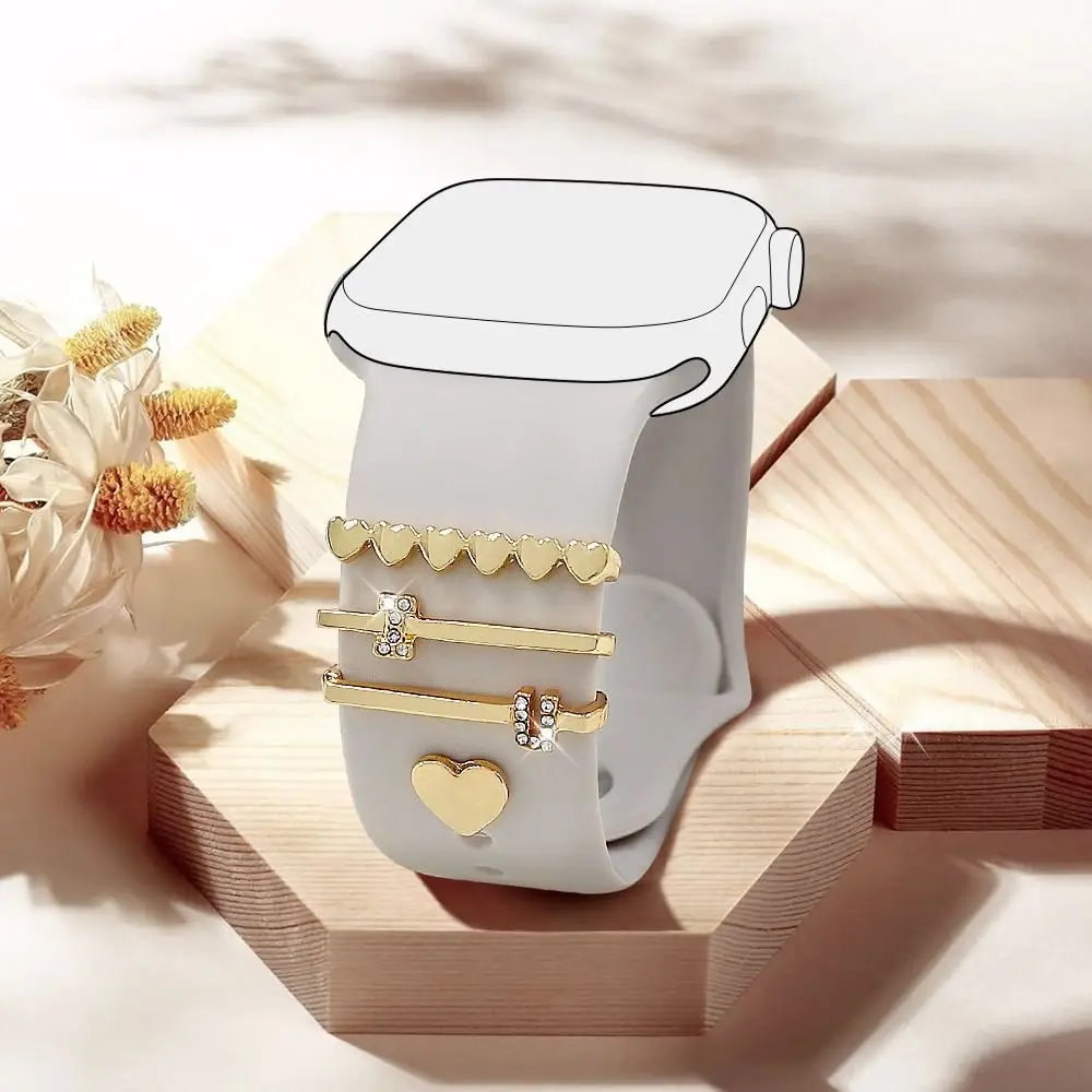 Metal Strap Decorative Ring Jewelry Fashion Bracelet Decoration Diamond Charms Ornament for Apple Watch Band