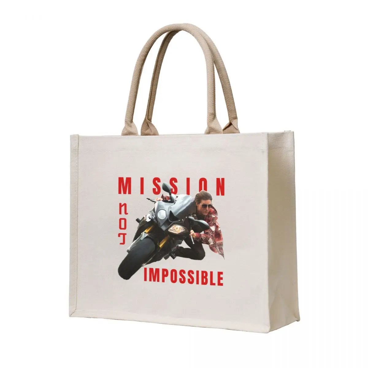

Ethan Hunt on a Motorcycle Mission not Impossible cool shirt Tote Bag Reusable bags shopping bags foldable