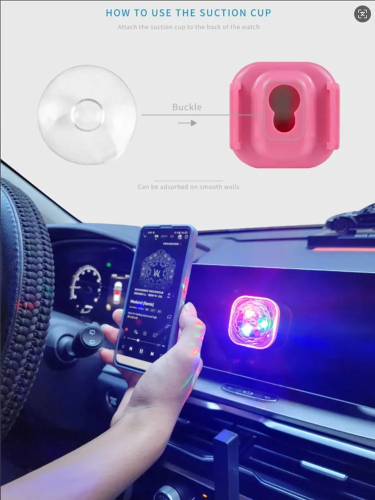 Portable Night Light RGB LED Disco Stage Lights Wearable Sucker Watch Sound Control Ambient Night Lamp for KTV Concert Bar ﻿