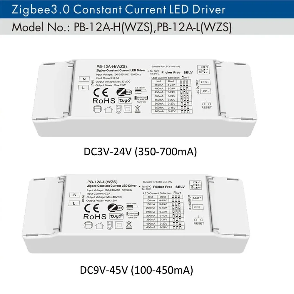 

Zigbee LED Driver Controller Brightness adjust 3-24V / 9-45V Constant Current remote or panel control/Tuya APP / Voice contro