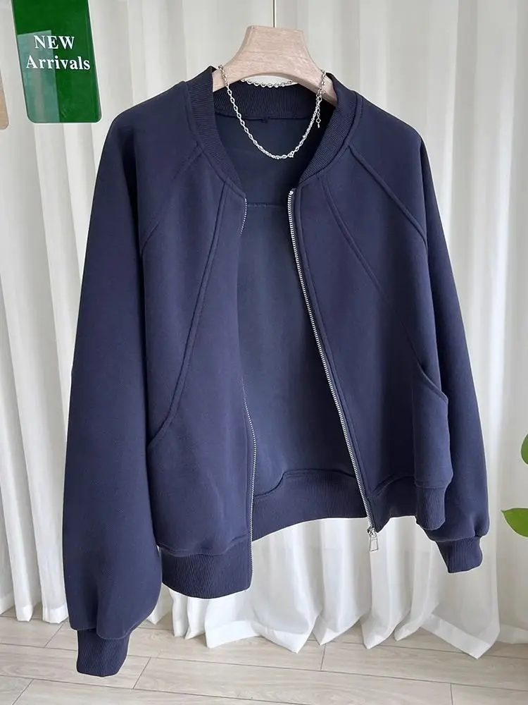 

Fashionable And Versatile Baseball Jacket Women's Spring And Autumn Retro Zipper Cardigan Spring And Autumn Stand Collar Top
