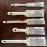 5Pcs Paint Brush Set White Coffee-colored Paint Long-handled Bevel Art-specific Nylon Brushes for Barbecues and Marine Use 4