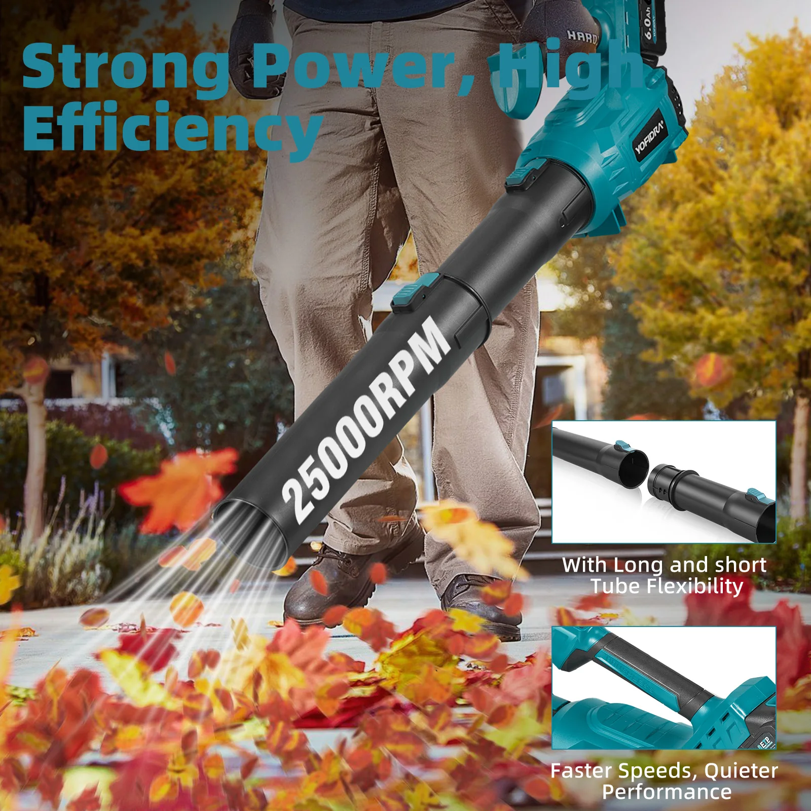YOFIDRA 5 Speed 25000RPM Brushless Electric Air Blower High Powerful Garden Leaf Dust Blowing Snow Cleaning Tool For Makita Battery Pin view 5