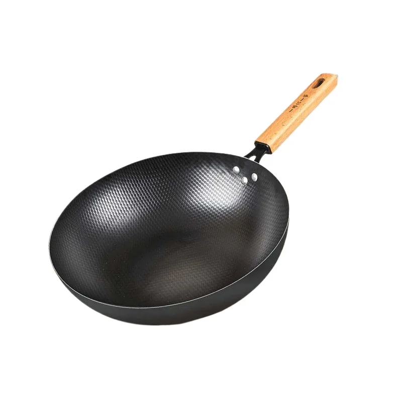 

32cm Iron Wok Pan 2mm Thick Iron Wok Japanese Style Cookware Kitchen Uncoated Pot,for Gas Stove Induction Cooker Wok