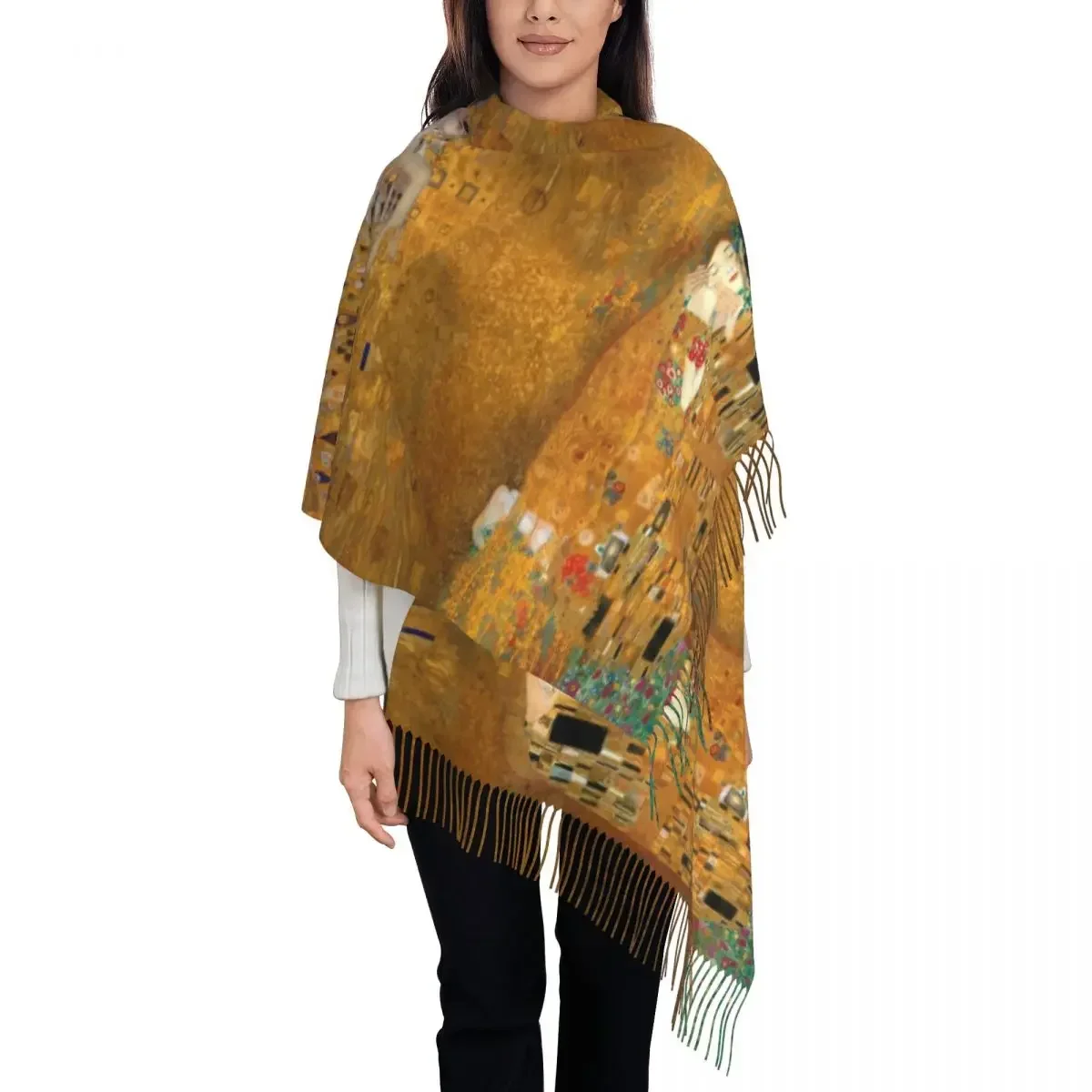 

Customized Printed Woman In Gold Scarf Men Women Winter Fall Warm Scarves The Kiss By Gustav Klimt Shawls Wraps