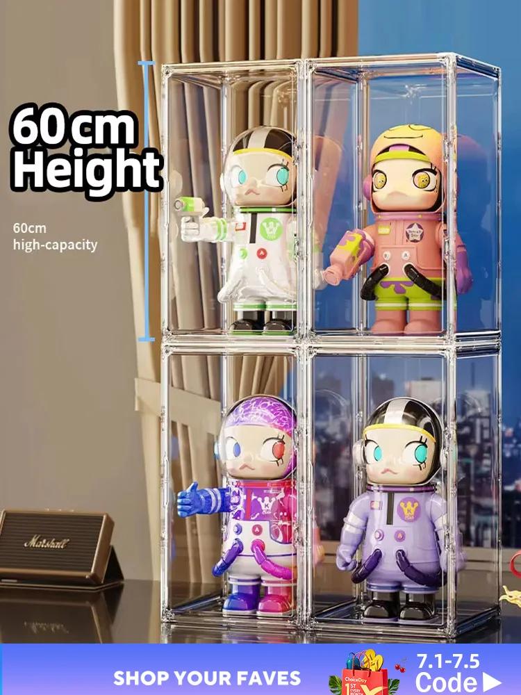 

Очень большая прозрачная магнитная коробка для хранения ПЭТ 60 × 35 × 30 см | Пыленепроницаемая витрина для фигурок | Штабелируемый и прочный дизайн