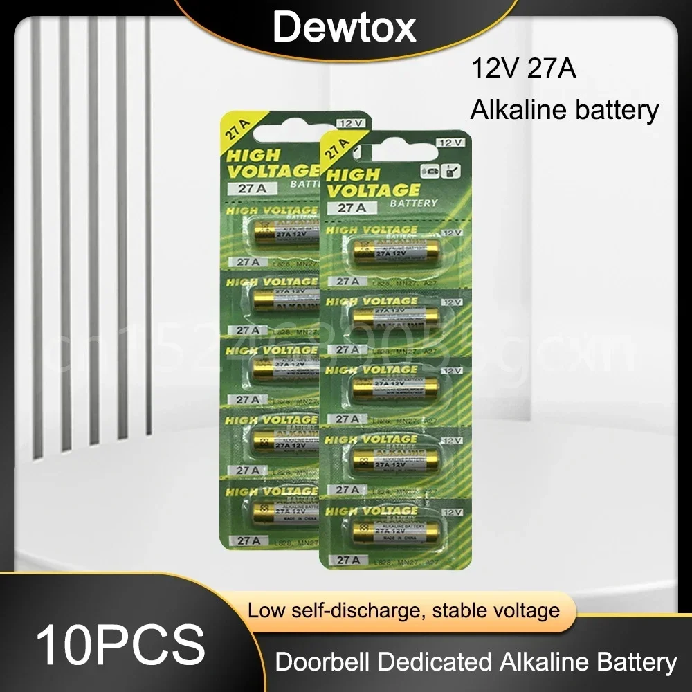 10PCS A27 27A 12V Alkaline Battery G27A MN27 MS27 GP27A L828 V27GA ALK27A A27BP K27A VR27 R27A For Doorbell Remote Control Alarm