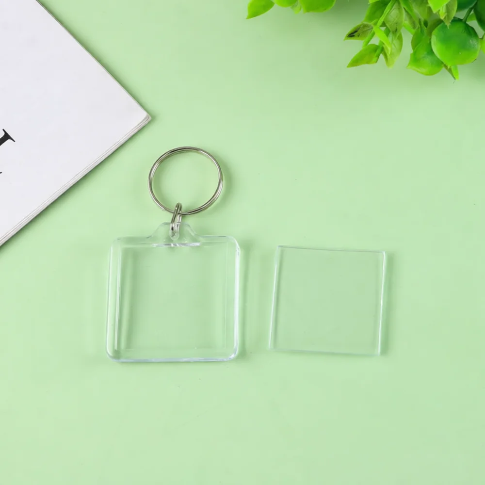Transparent Acrylic Keychain Blank Insert Photo Frame Custom Car Keyring Decorative Gift Stylish DIY Craft Supply