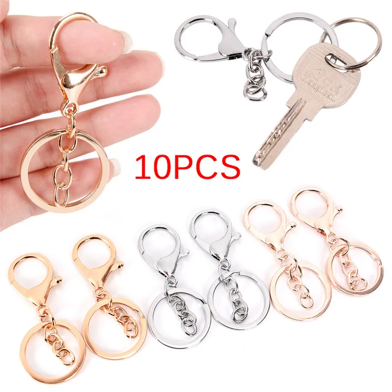 10 Pieces Key Chain Key Ring Jewelry Accessories Gold Silver Plated Lobster Chain Key Ring Making Supplies