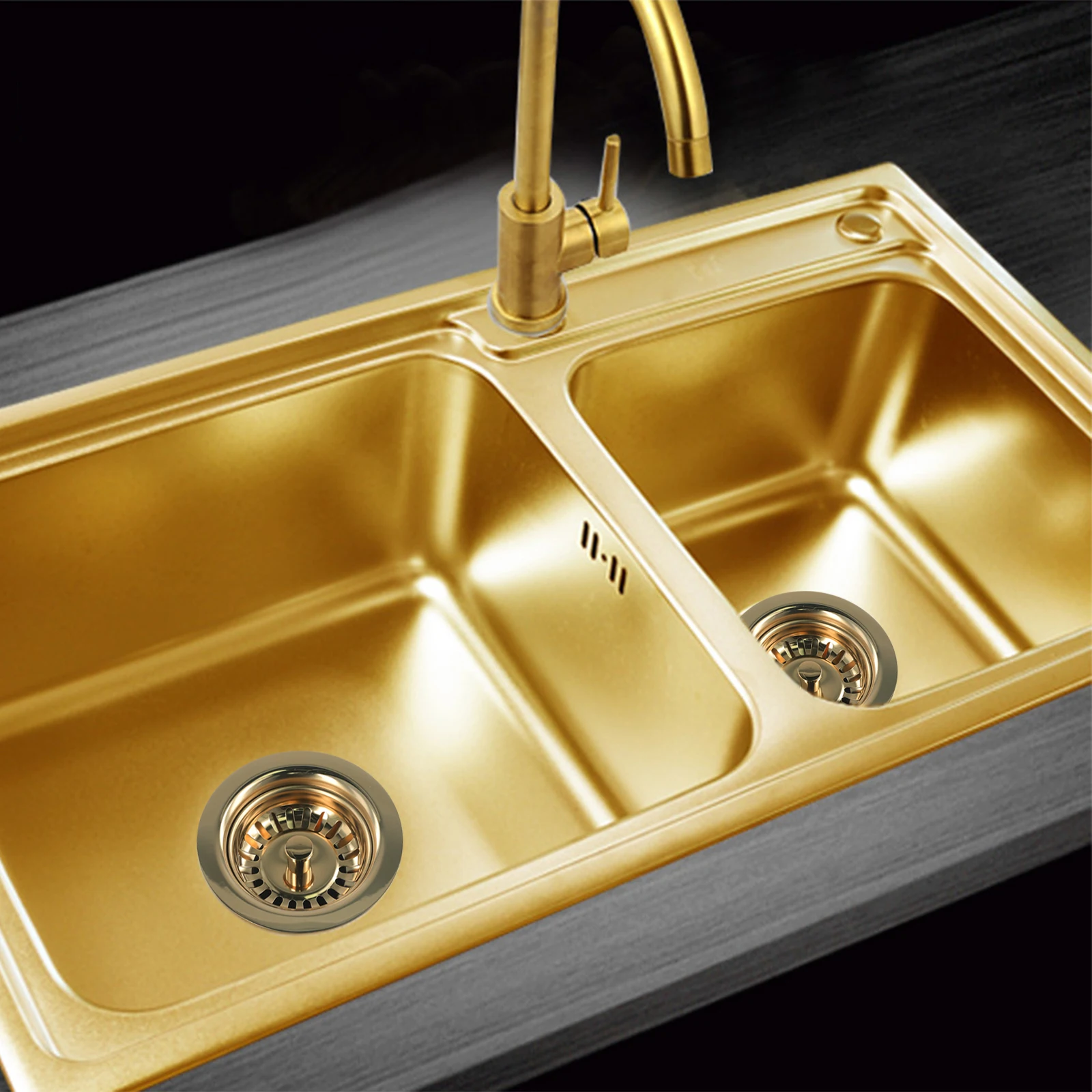 Contemporary Style Stainless Steel Kitchen Drainage Solution Featuring a Beautifully Finished Gold Perfect for Any Space