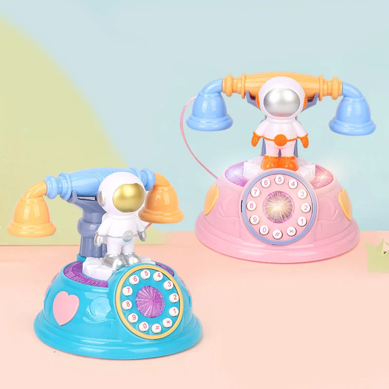 Children's Electric Cartoon Astronaut Fun Play House Toys Early Learning Puzzle Phone Story Machine Simulation Telephone Toys