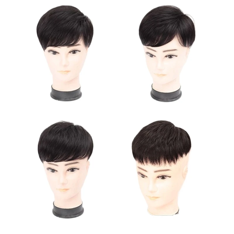 Natural Short Toppers Hairpieces for Covering White Loss Hair Extensions Hairpiece Replacement Black Short Toupee