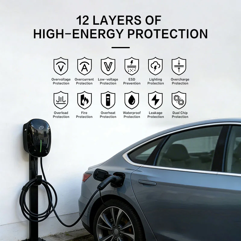 Custom Wall Mount EV Charging Station 7kW 11kW 22kW Multi Standard Type1 Type2 GBT AC EV Wallbox Electric Car Charger