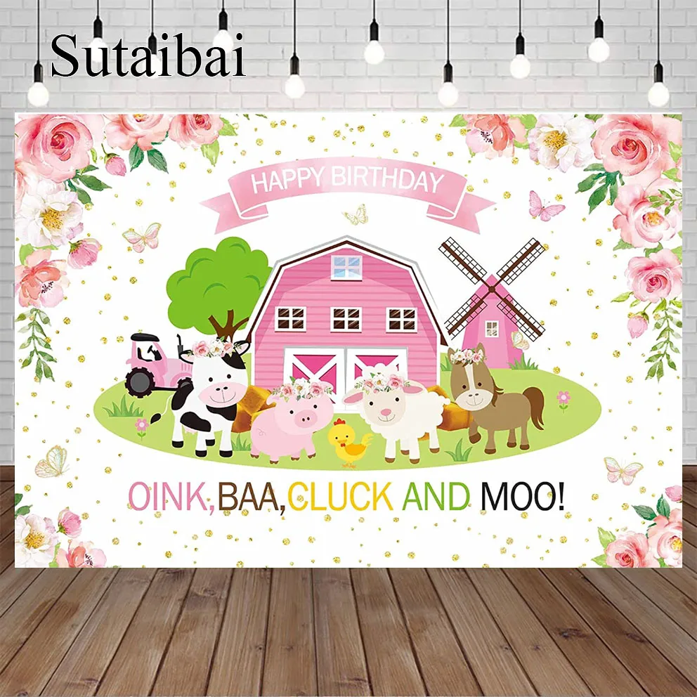 Photo Background Baby Cartoon Rural Farm Filed Windmill Birthday Wooden Fence Poster Photographic Backdrops Photo Studio