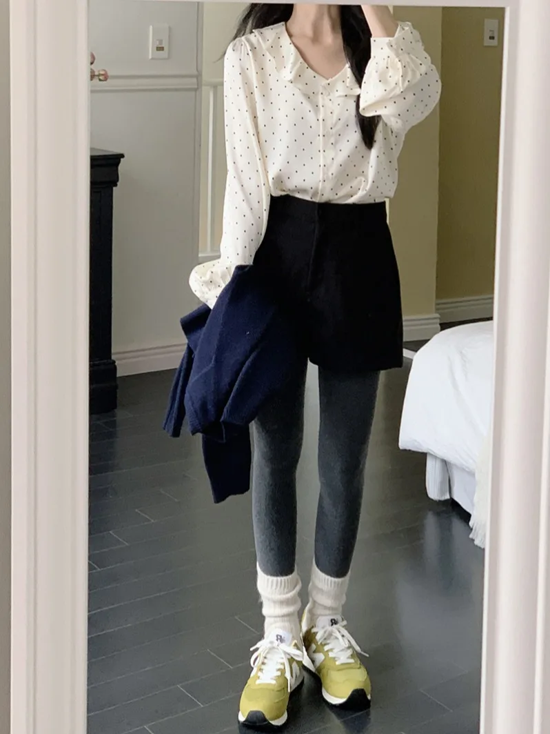 Chique polka dot satijnen ronde ne blouse voor dames basislaag irt Koreaanse Sle lente herfst winter vrijetijdskleding