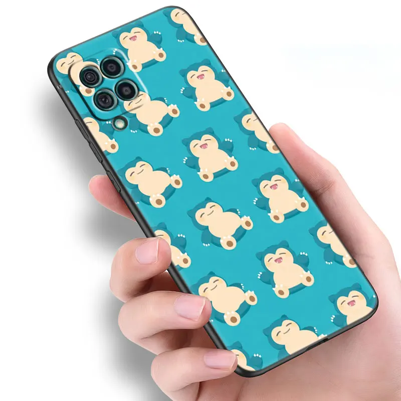 Cute Snorlax Case For Samsung Galaxy A04S A12 A22 A32 A50 A51 A70 A71 A73 5G A03 Core A20E A21S A31 A41 Black Cover