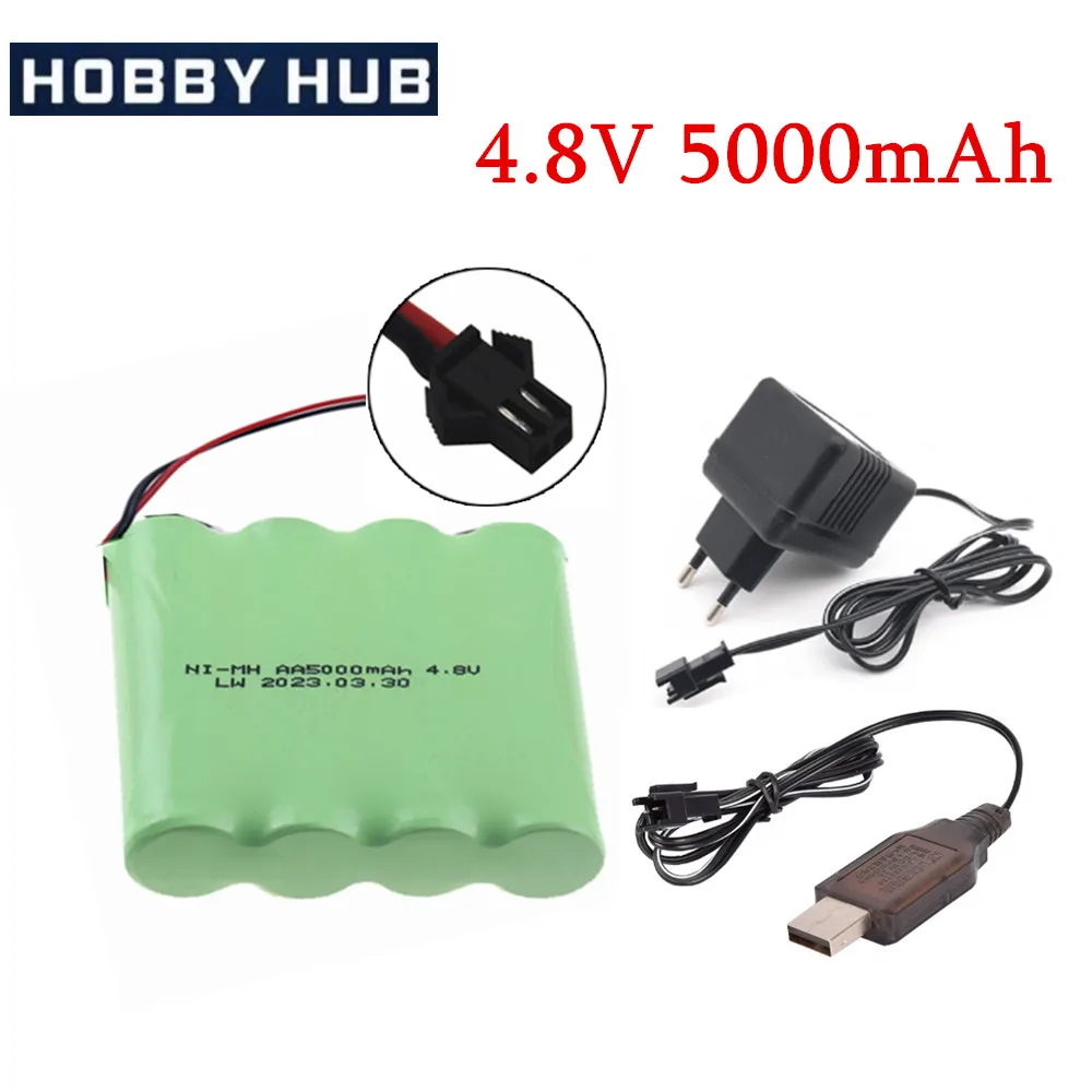 4.8v 5000mah AA Battery Or Charger For Rc toys Cars Tanks Robots Boats Guns Ni-MH AA 4.8v Rechargeable Battery Pack With SM Plug