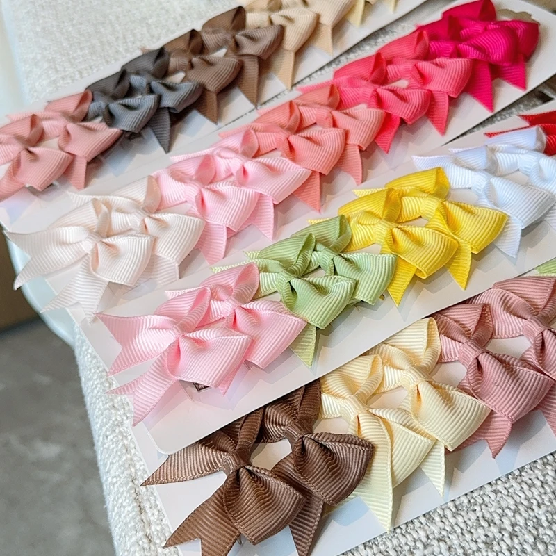 10Pcs/set Solid BB Hair Clips For Cute Girls Ribbon Bowknots Boutique Barrettes Hairpins Headwear Kids Hair Accessories Gifts