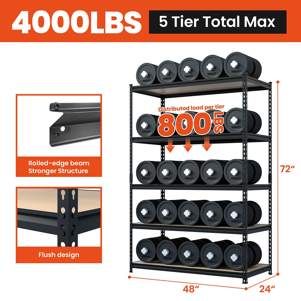 48x24 Inch Steel Shelving Unit and Storage Industrial Shelving with Easy Assemble and Free Standing