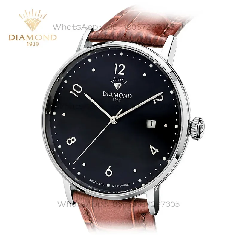 Timekeeping Watch Store Shanghai Diamond Watch Men's Automatic Mechanical Simple Waterproof Fashion Ultra-thin Retro Men's Watch