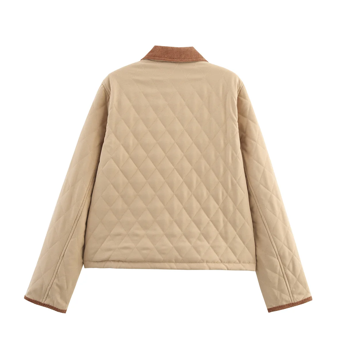 Women's Winter 2025 Lapel Long Sleeve Double Pocket Single Breasted Plaid Padded Jacket Women's