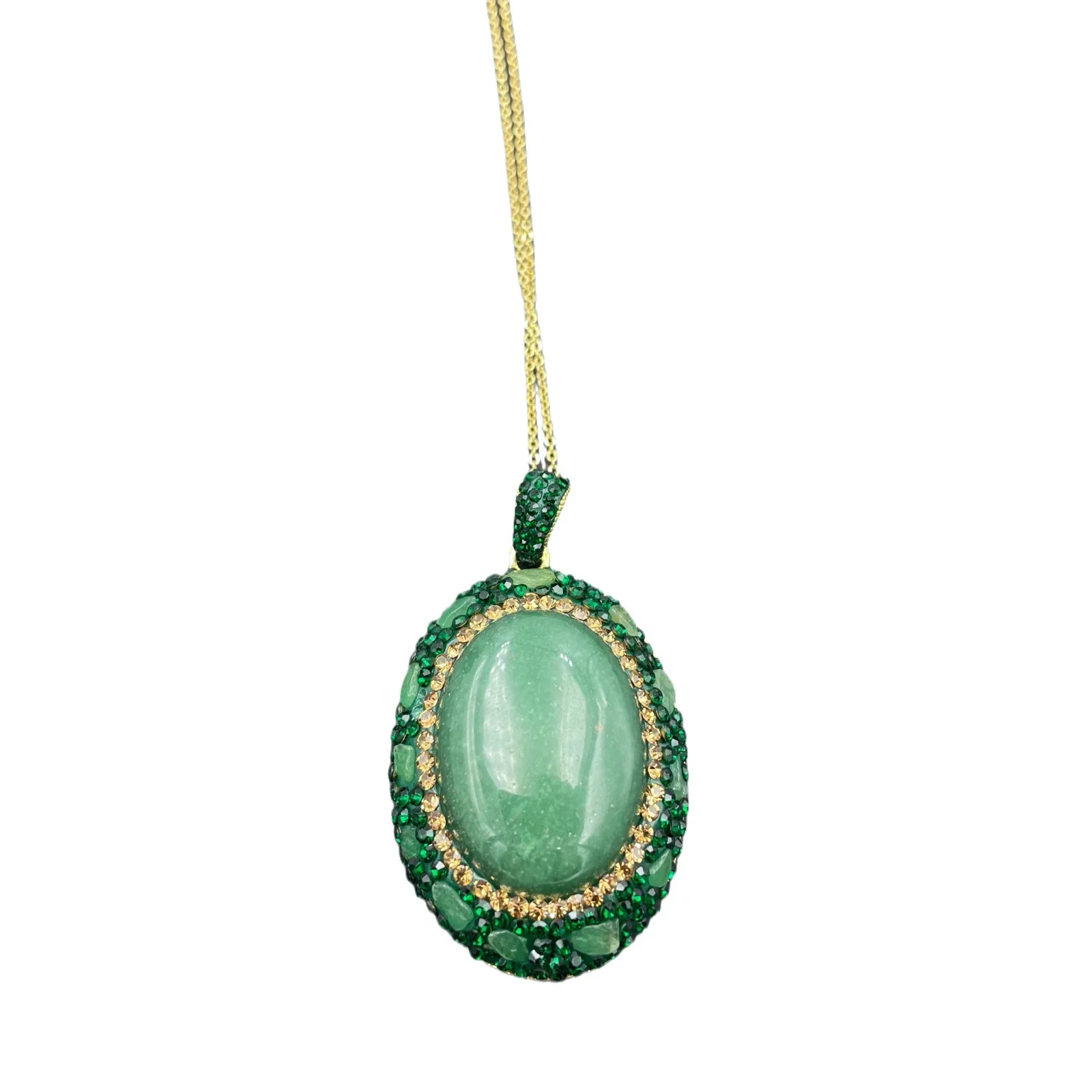 Lvdongling inlaid green stone jade set medieval personalized factory direct batch crystal, necklace earrings ring