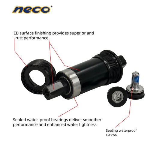 Imagen 2 del producto Neco-soporte inferior roscado cónico cuadrado para bicicleta, rodamiento sellado BSA BB68, soporte inferior para bicicleta, eje hueco de 118/131/122,5/137mm