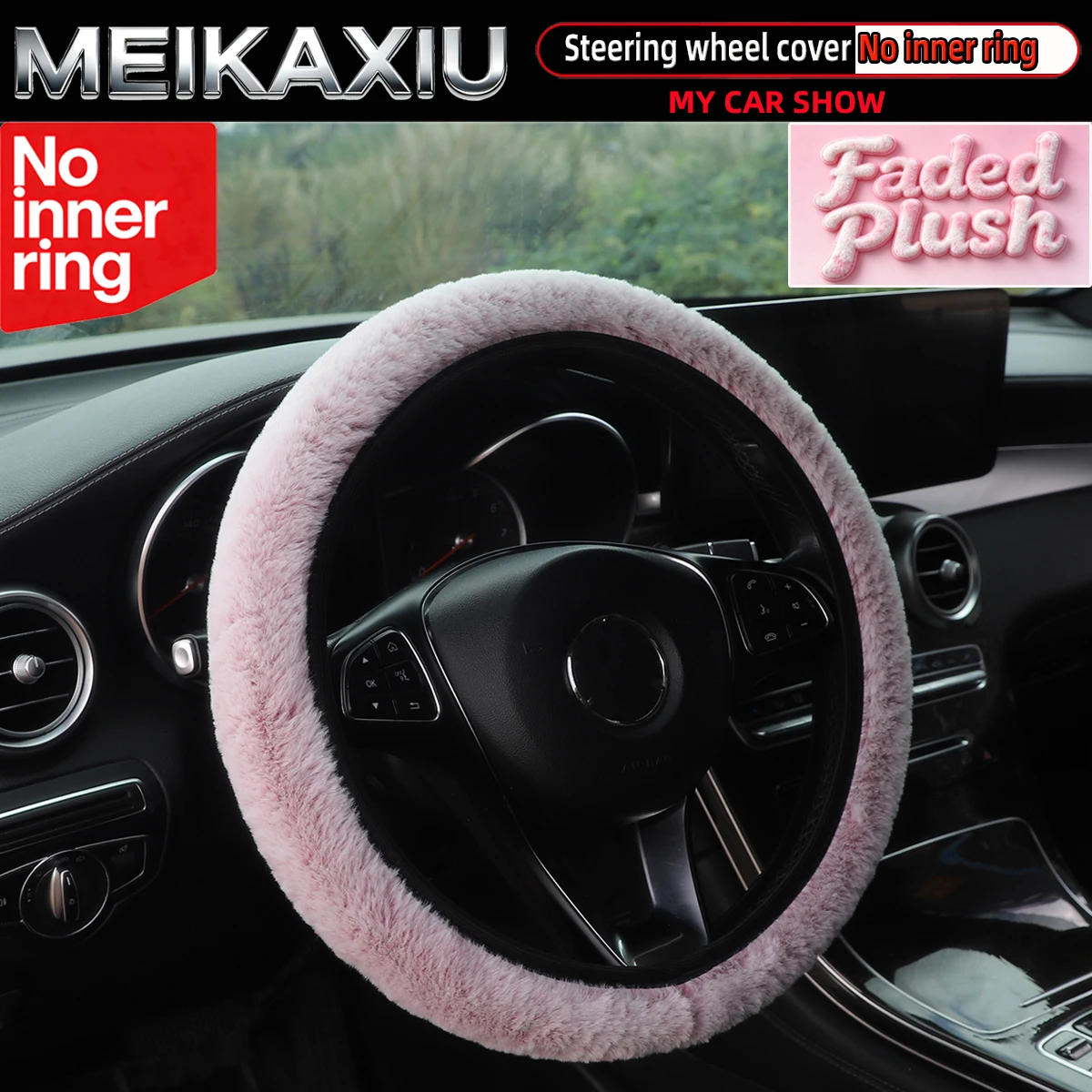 Women's Winter Artificial Fur Steering Wheel Cover Short-Haired Plush Car Decorative Item without Inner Ring