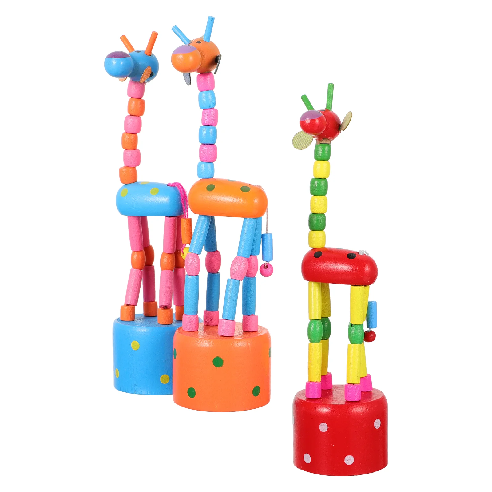 

3 Pcs Giraffe Ornaments Kids Gifts Wooden Playthings Cartoon Toys Lovely Dancing Educational Shape Colorful Animal