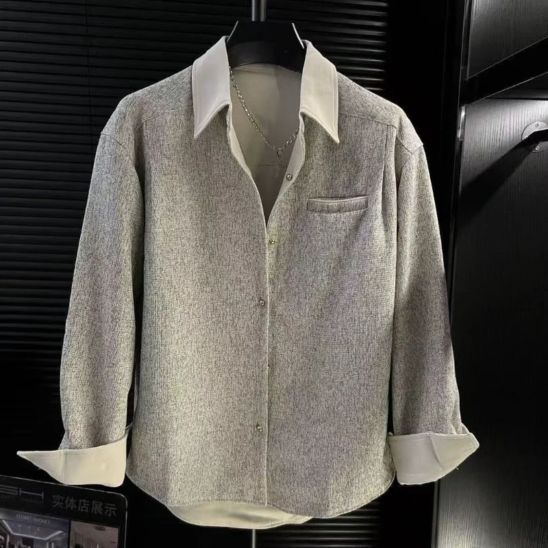 Temperament All Match Long Sleeved Shirt Top Men's Autumn New Style Casual Design, Fashion Pocket Dress Shirts