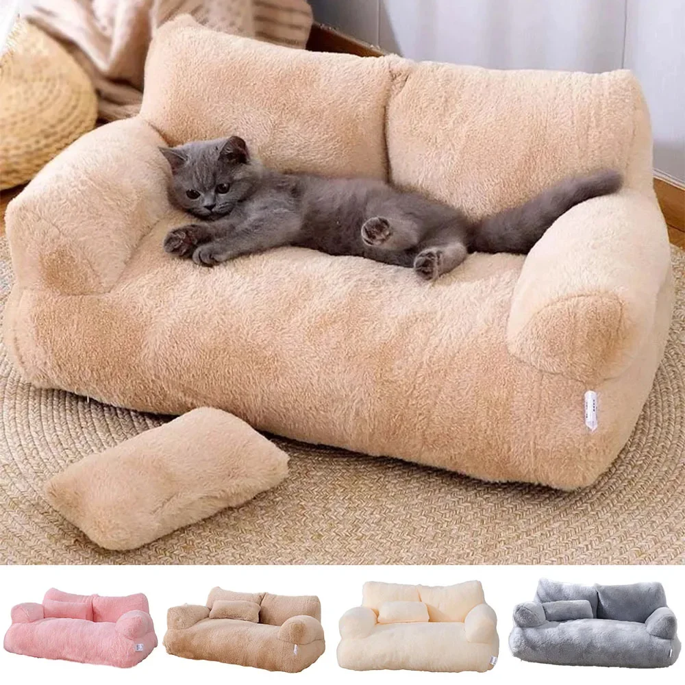 1PC Home Furniture for Cats Warm Sofa Pet Couch Cat Sofa Fluffy Plush Soft Calming Washable Sleeping Cats Sofa Bed Dog Bed