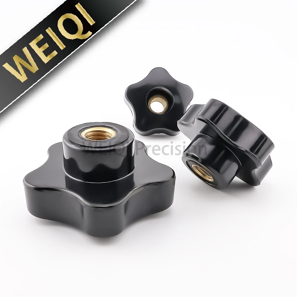 M5- M16 VCN911 Bakelite Five-Star Handle Through-hole Plum Blossom Shaped  Star Mechanical Black Thumb Nuts Clamping Knob