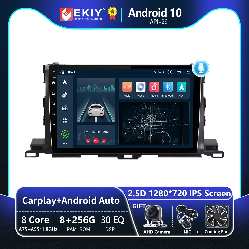 

EKIY T8 Car Radio For Toyota Highlander 3 XU50 2013-2018 Multimedia Video Player Navigation GPS 2Din Stereo Android Auto Carplay