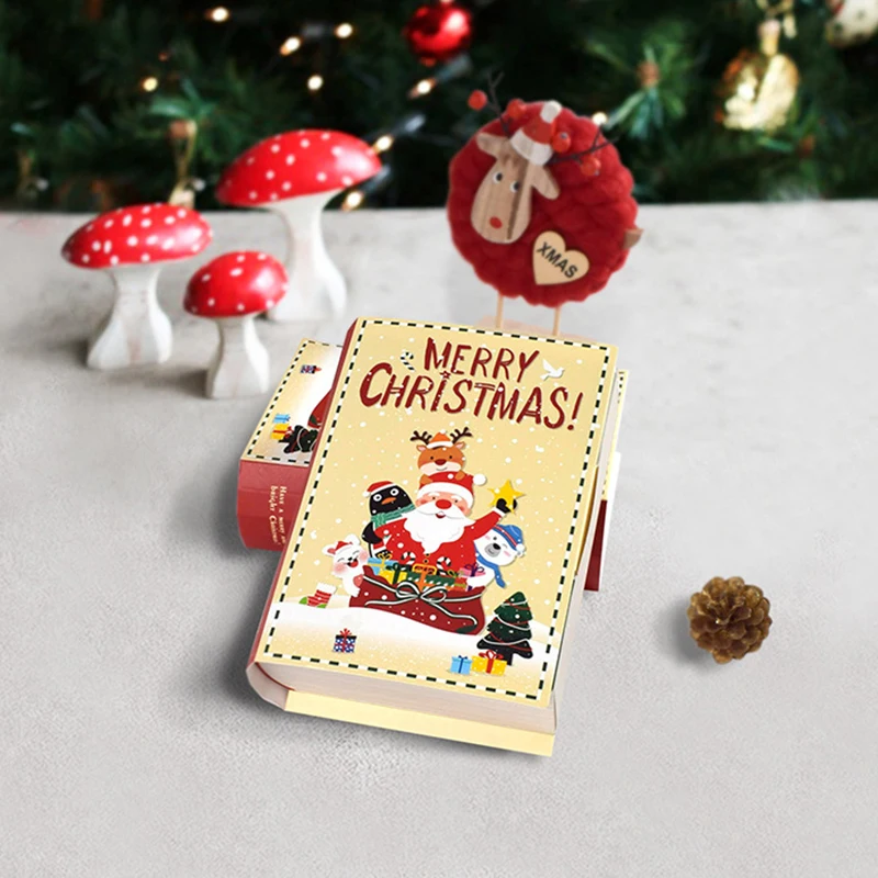 3/5pcs Book Shape Christmas Candy Box Xmas Gift Packing Boxes Santa Claus Party Decoration for 2024 New Year Navidad Natal