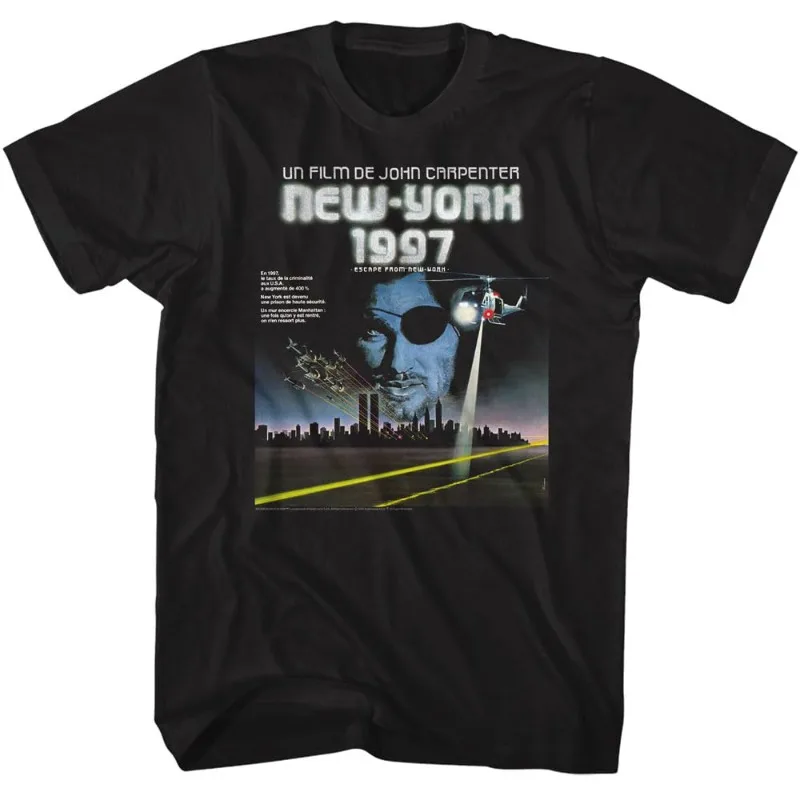 Escape From New York T-Shirt MenSummer Retro Action Movie Graphic Short Sleeve Casual Streetwear Loose Fit Film Fan Tee