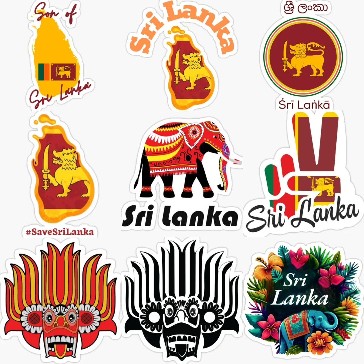 Sri Lanka Flag Map Emblem Creative PVC Car Stickers for Car Bicycle Motorcycle Van Window Wall Table Decoration Accessorie