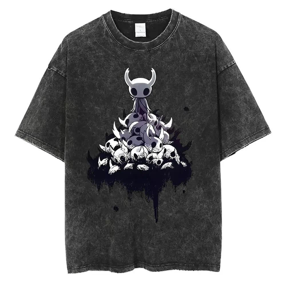 

Washed Vintage Game Hollow Knight Graphic Print T-shirt Fans Gift Men Women Fashion Casual Oversized T Shirt Unisex Short Sleeve